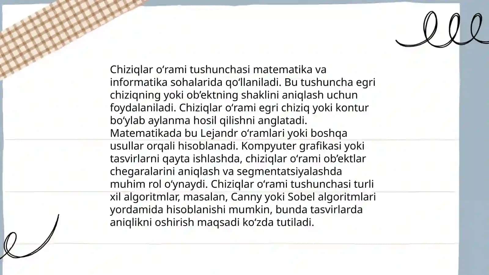 Chiziqlarning urinish tartibi, chiziqlarning oʻramasi 4