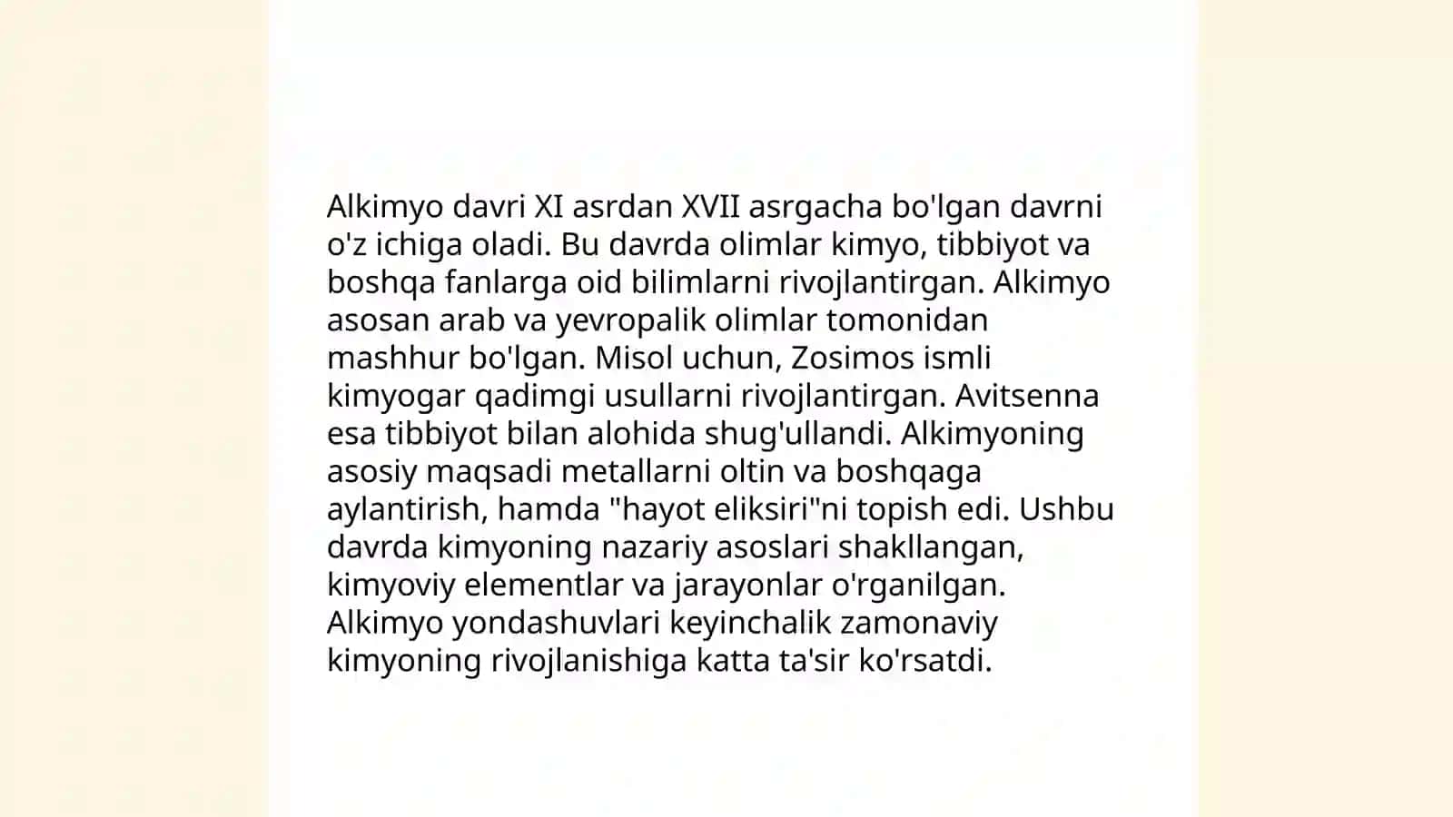 Kimyo fanining rivojlanish tarixiga oid maʼlumotlarni amaliy tahlil qilish 4
