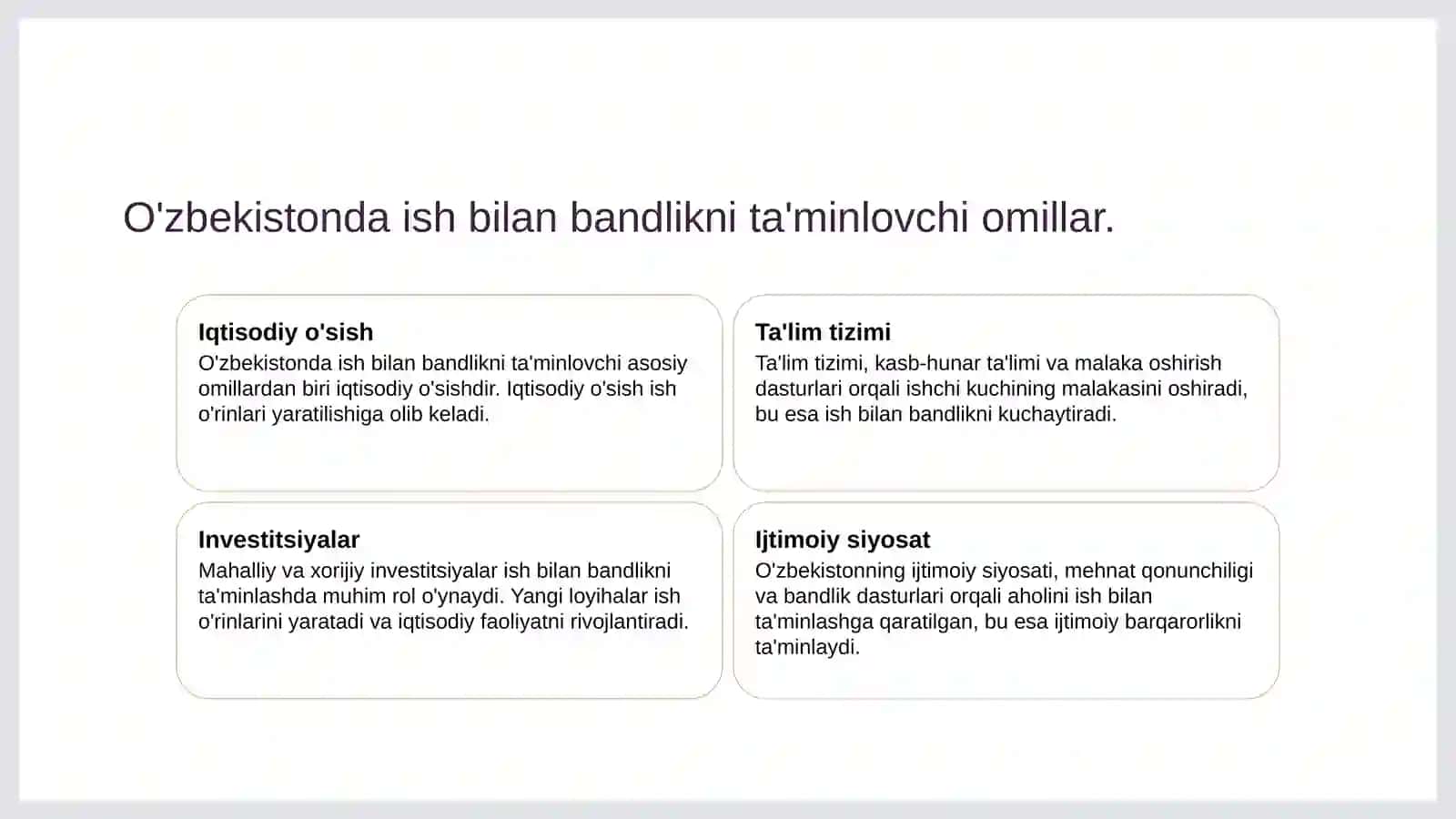 Ish bilan bandlik va mehnat bozoridagi muomolar 4