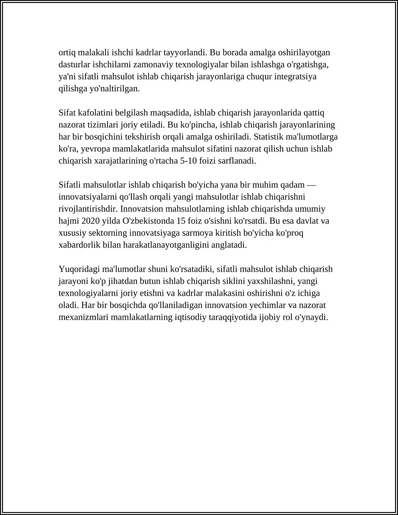 Sifatli mahsulotlar ishlab chiqarish 4