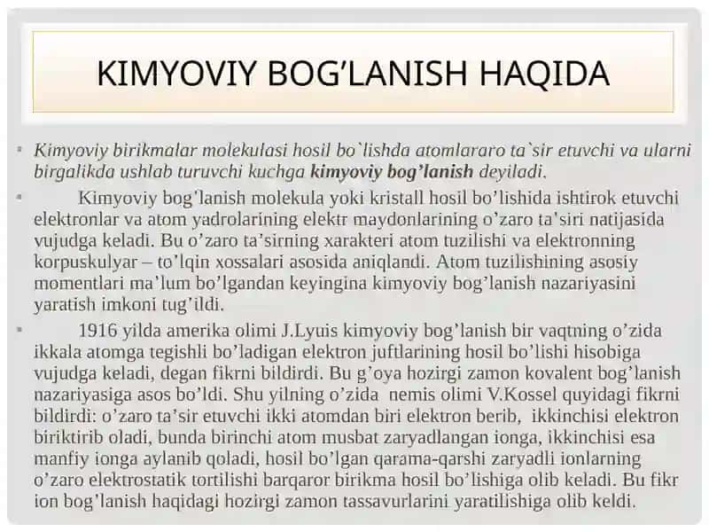Kimyoviy bog’lanish 4