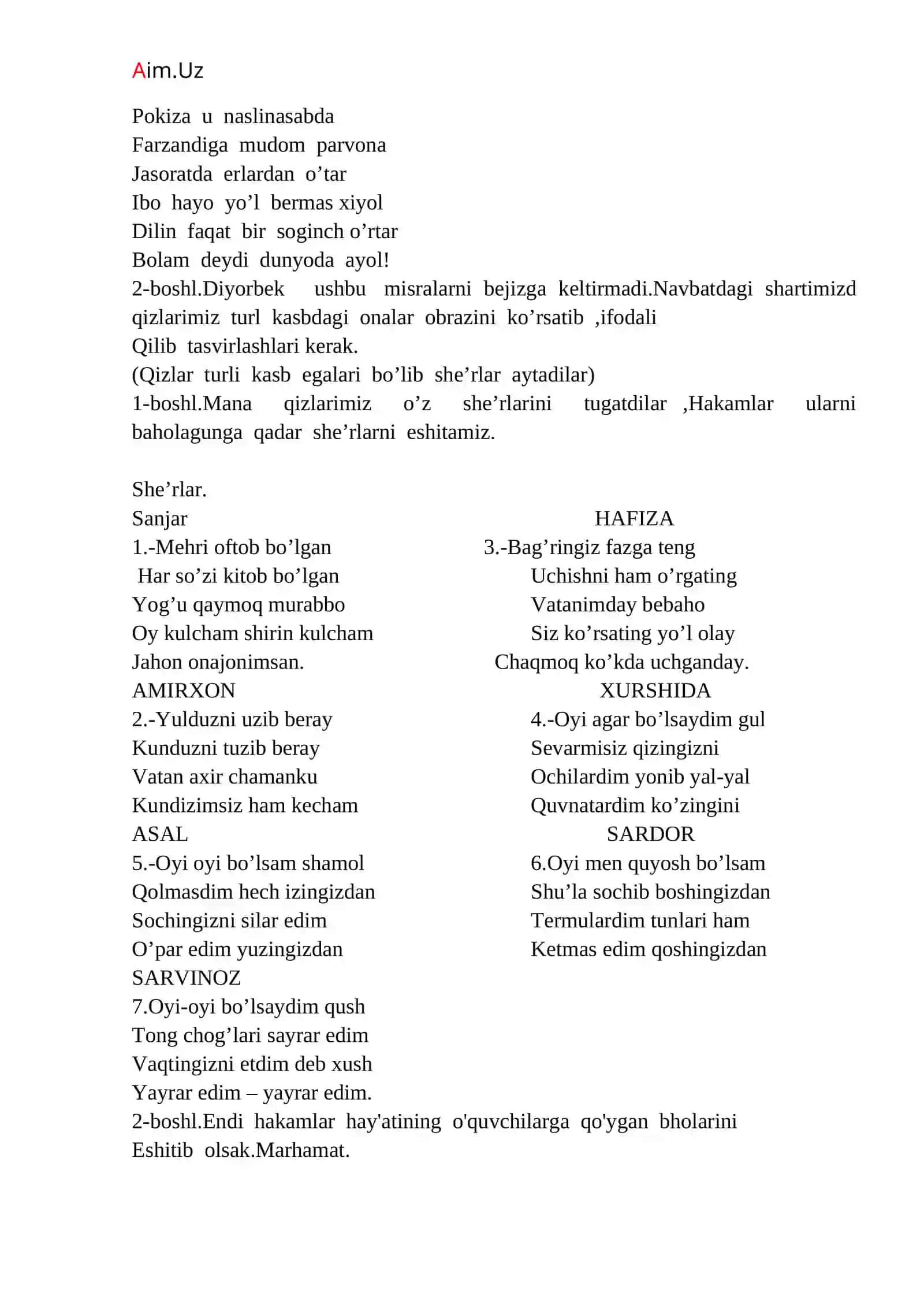 <<Yetti yulduz - mitti yulduz>> 8-mart Xotin-qizlar kuniga bag’ishlangan Tadbir I S H L A N M A S I 4