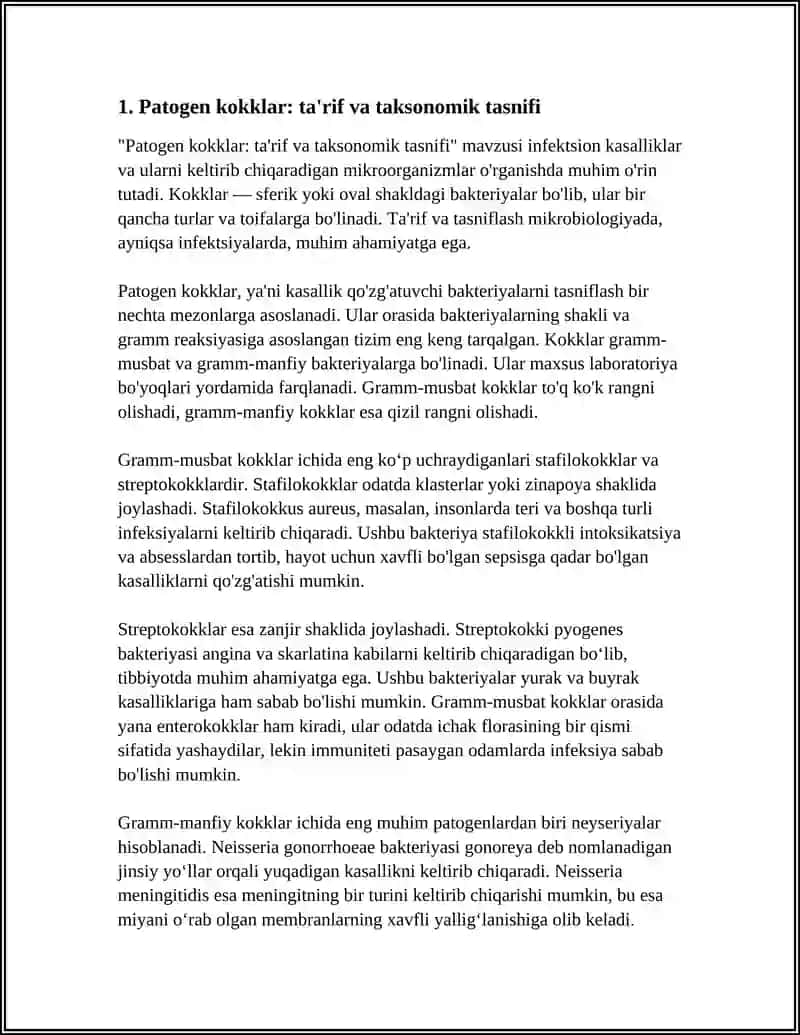 Patogen kokklar: ta'rif va taksonomik tasnifi 4
