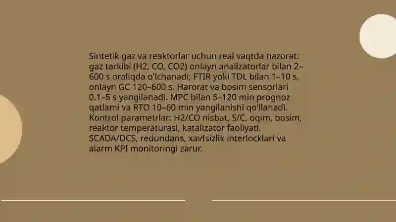 Metanol ishlab chiqarish jarayonini avtomatlashtirish 4