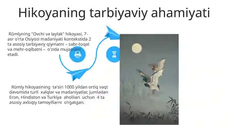 J.Rumiyning Ovchi va lochin rivoyati 4