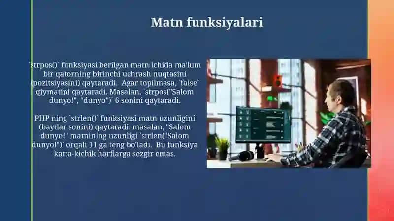 PHPda satrlar massivlar va fayllar bilan ishlash 4