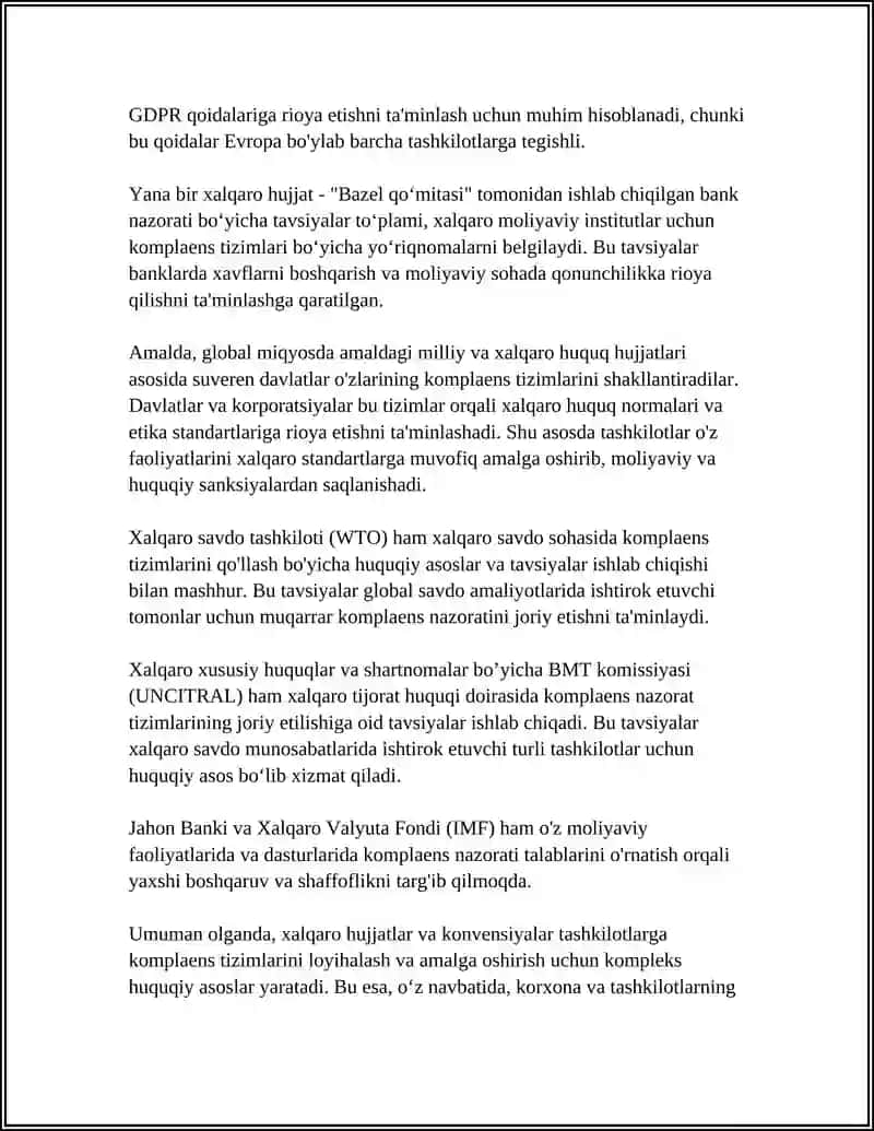 Xalqaro hujjatlarda komplaens nazorati 4