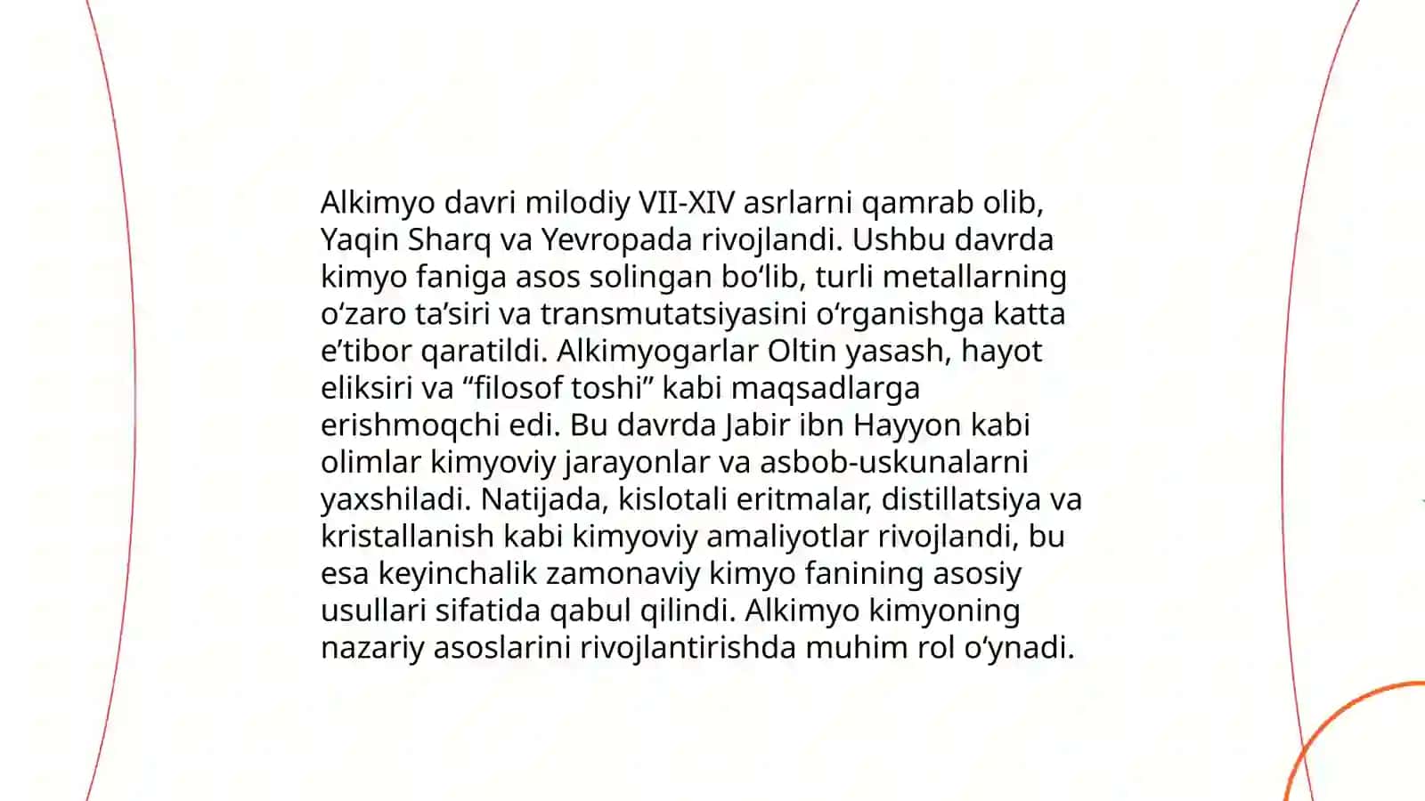 Kimyo fanining rivojlanish tarixiga oid ma’lumotlarni o’rganish hamda tahliliy ma’lumotlar yozish 4