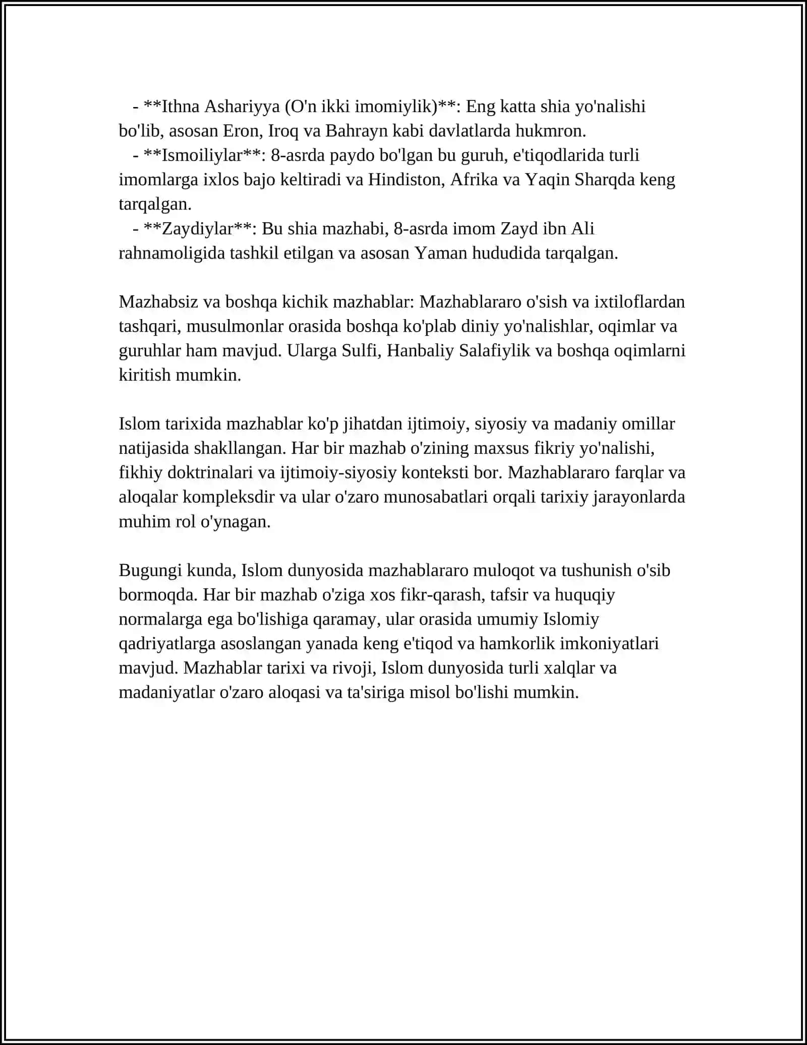 ISLOMDA MAZHABLARNING PAYDO BO’LISHI HAQIDA 4