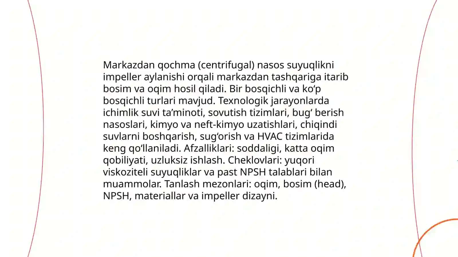 Nasoslarning texnologik jarayonlarda qo‘llanilishi 4
