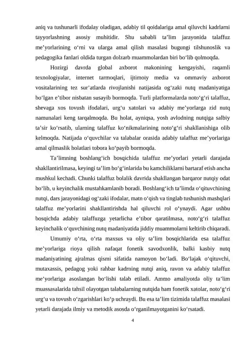 TA’LIM BO‘G‘INLARIDA TALAFFUZ ME’YORLARINING TAVSIFI 4