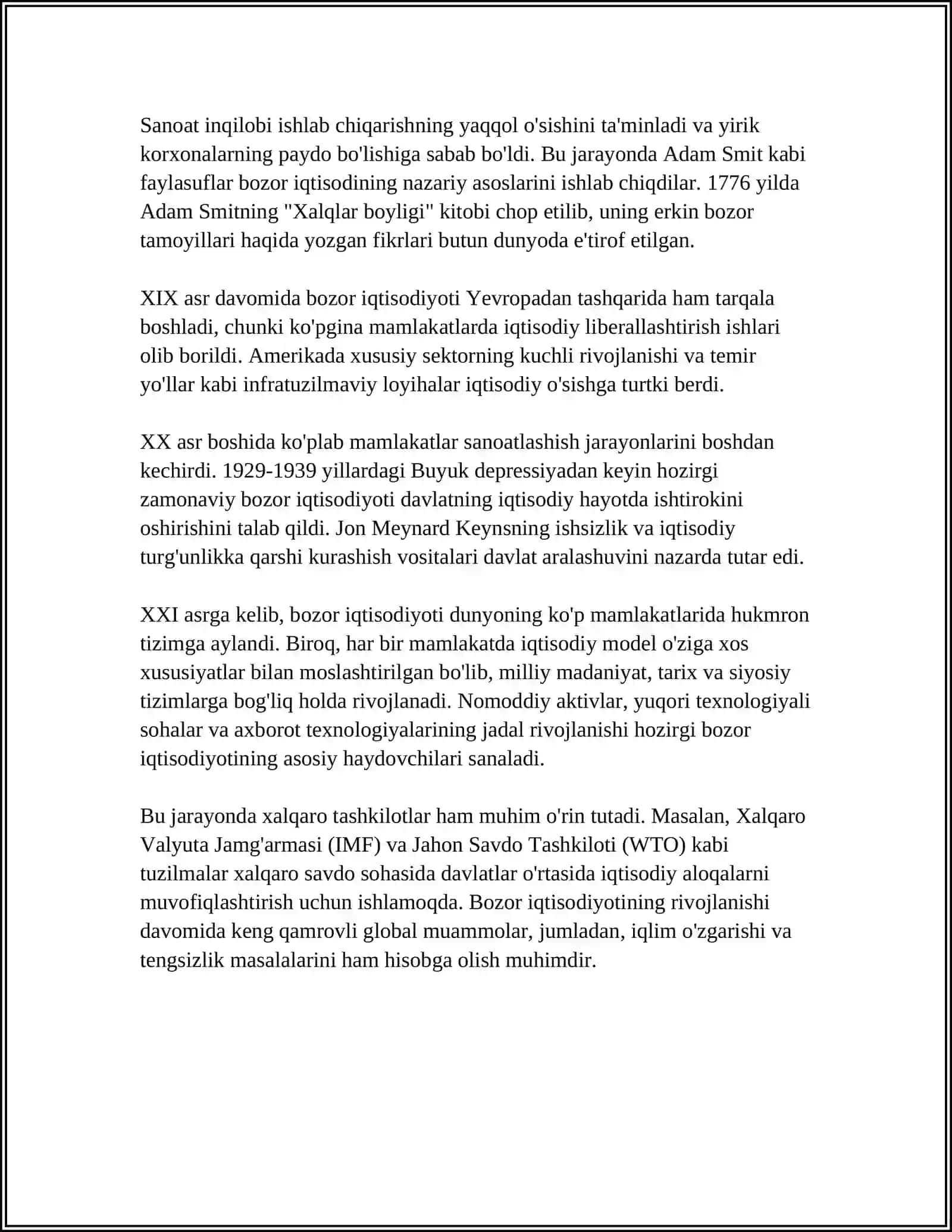 BOZOR IQTISODIYOTINING PAYDO BO’LISHI, RIVOJLANISHI VA UNING O’ZBEKISTONDAGI O’ZIGA XOS XUSUSIYATLARI 4