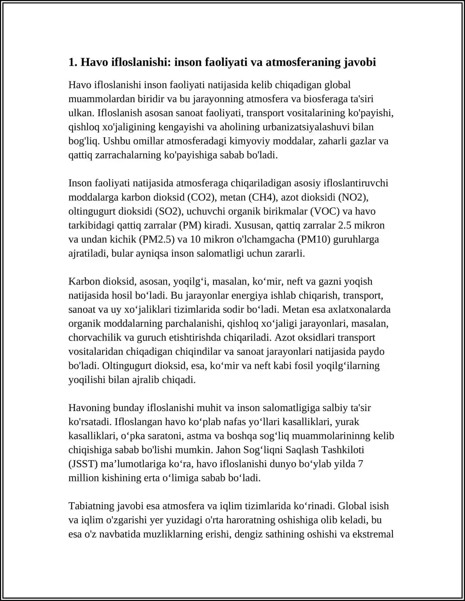 INSON HAYOTINING TABIATGA TAʼSIRI VA TABIATNING JAVOBI 4