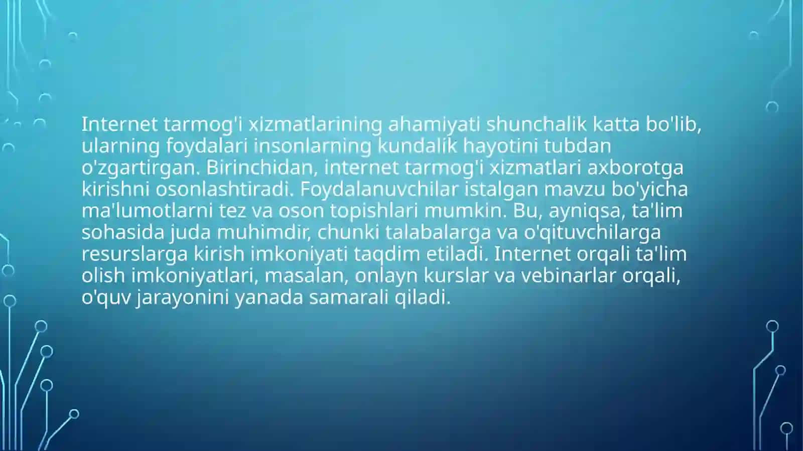 Internet tarmog'i xizmatlarining ahamiyati 4