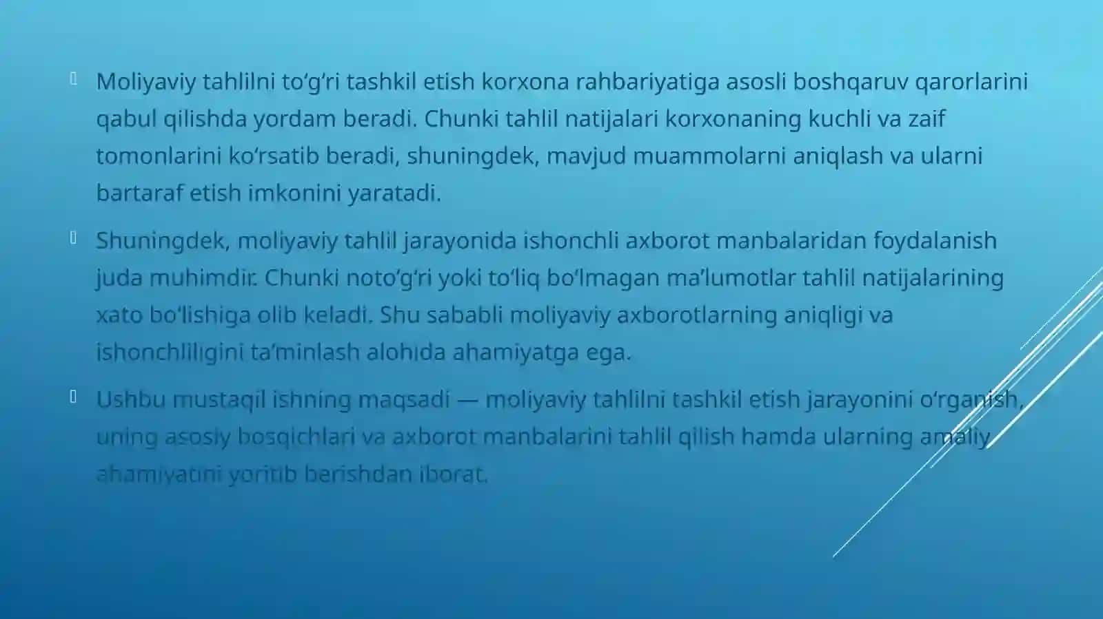 MOLIYAVIY TAHLILNI TASHKIL ETISH VA AXBOROT MANBALARI 4
