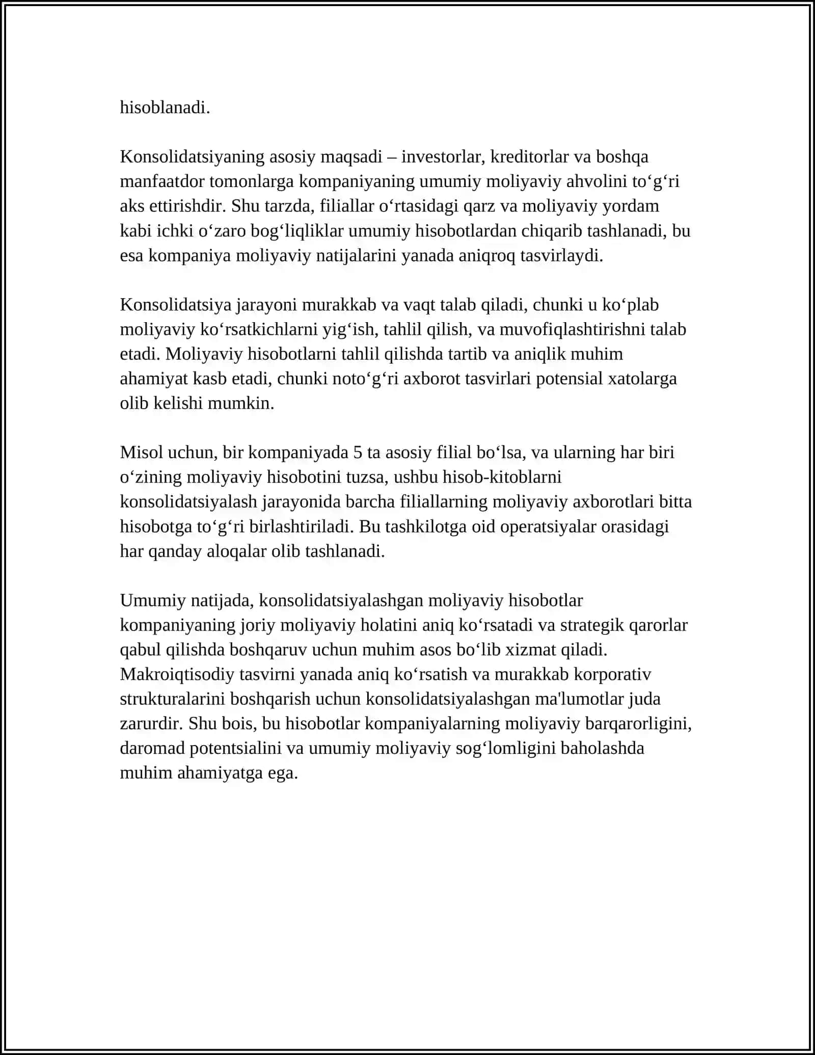 BANKLARDA KONSOLIDASIYALASHGAN HISOBOT 4
