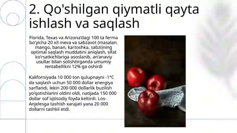 Meva-sabzavotlar saqlashning iqtisdiy samaradorligini aniqlash 4