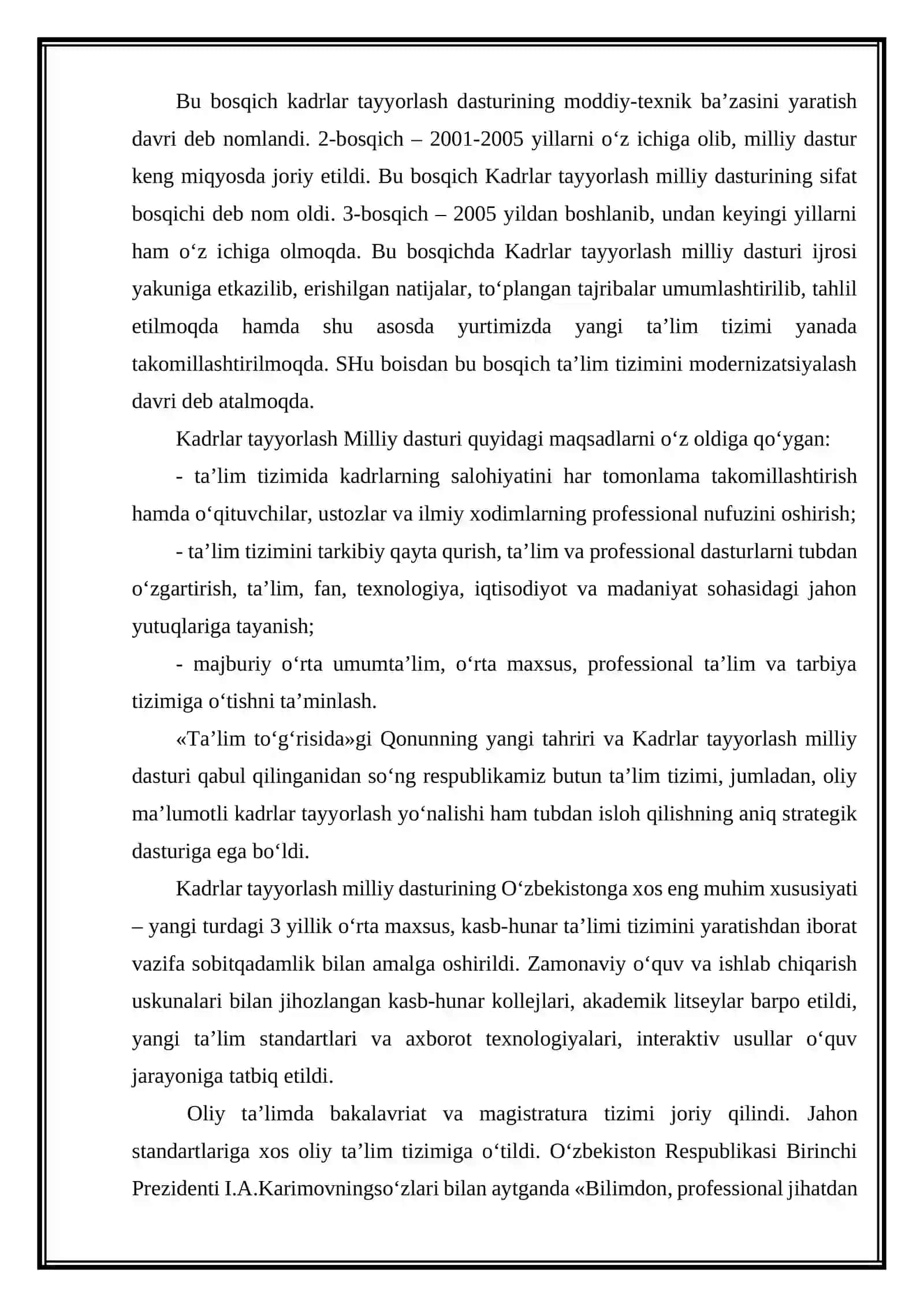 O‘zbekiston Respublikasida ta’lim sohasida amalga oshirilgan islohotlar 4