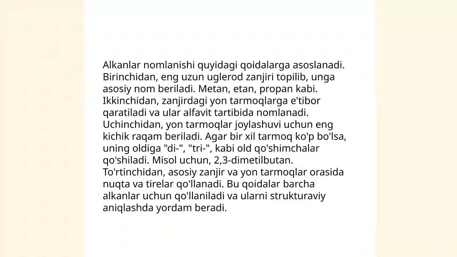 Toyingan uglevodorodlar. Alkanlar nomlanishi, izomeriyasi 4