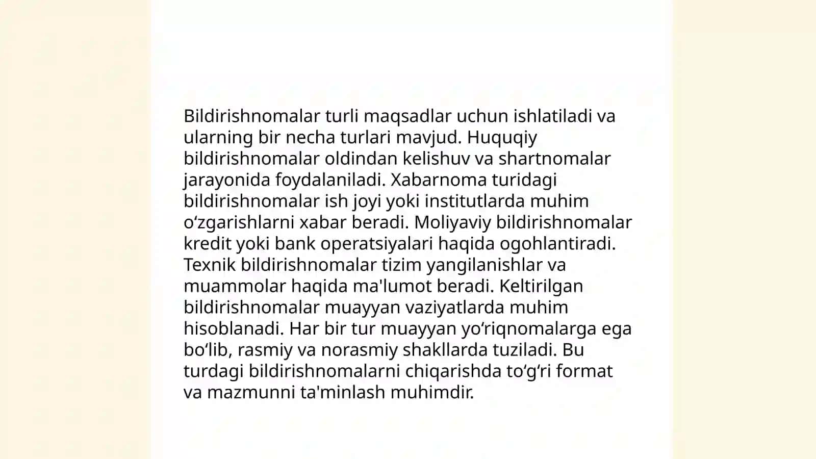 Bildirishnoma yozishni o'rganish 4