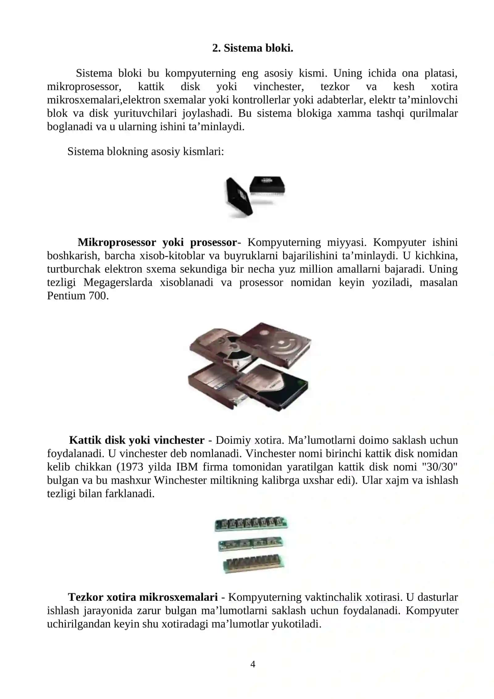 Shaxsiy EHM ning tarkibi. Klaviatura, printer va yordamchi qurilmalar 4