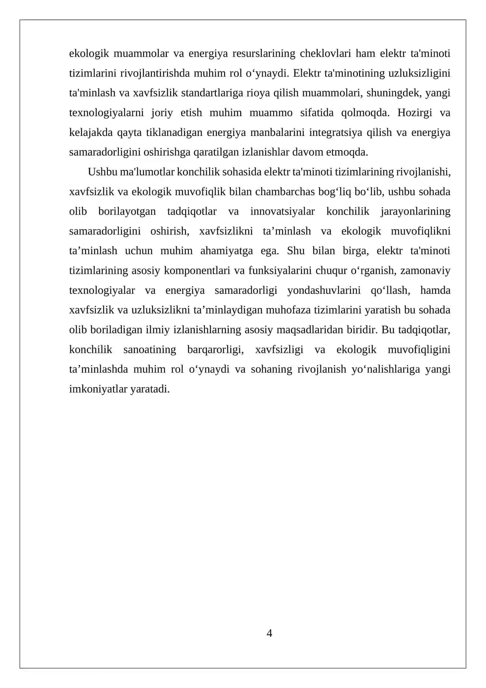 OCHIQ KONNING OCHISH VA QAZIB OLISH UCHASTKALARINING ELEKTR TA'MINOTI. KON ISHLARINI ELEKTRLASHTIRISH 4