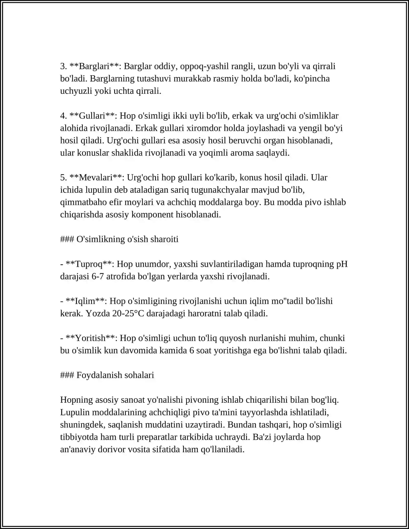 HOP o'simligi biologiyasi va morfologiyasi 4