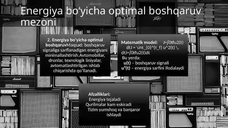 Avtomatik boshqarish sistemalarining optimallik mezoni 4