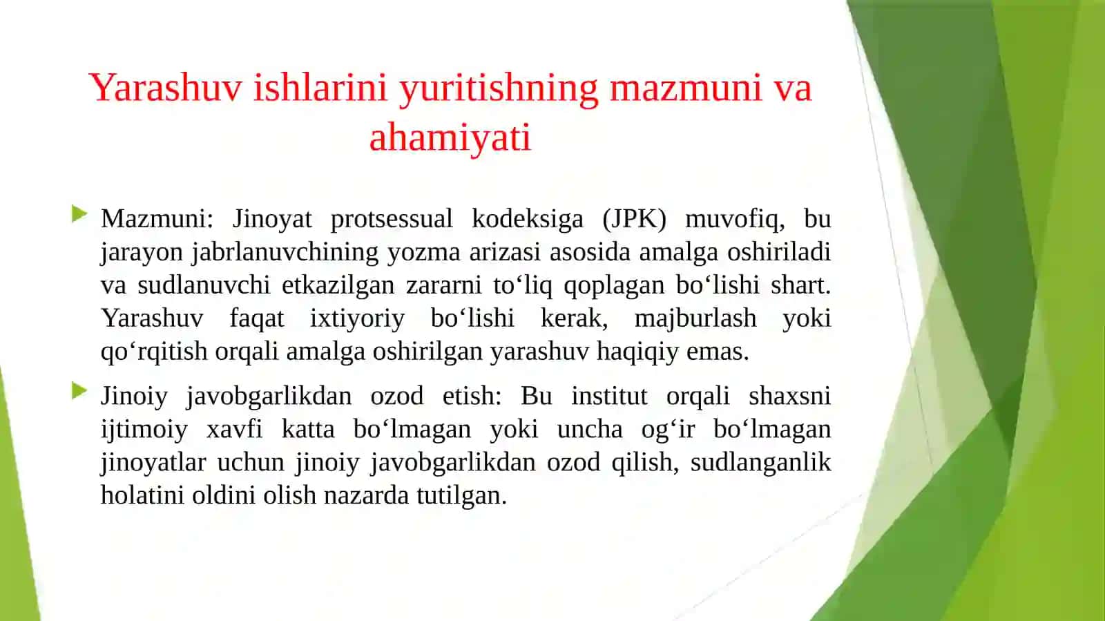 Yarashuv to‘g‘risidagi ishlarni yuritishning mazmuni va ahamiyati. 4