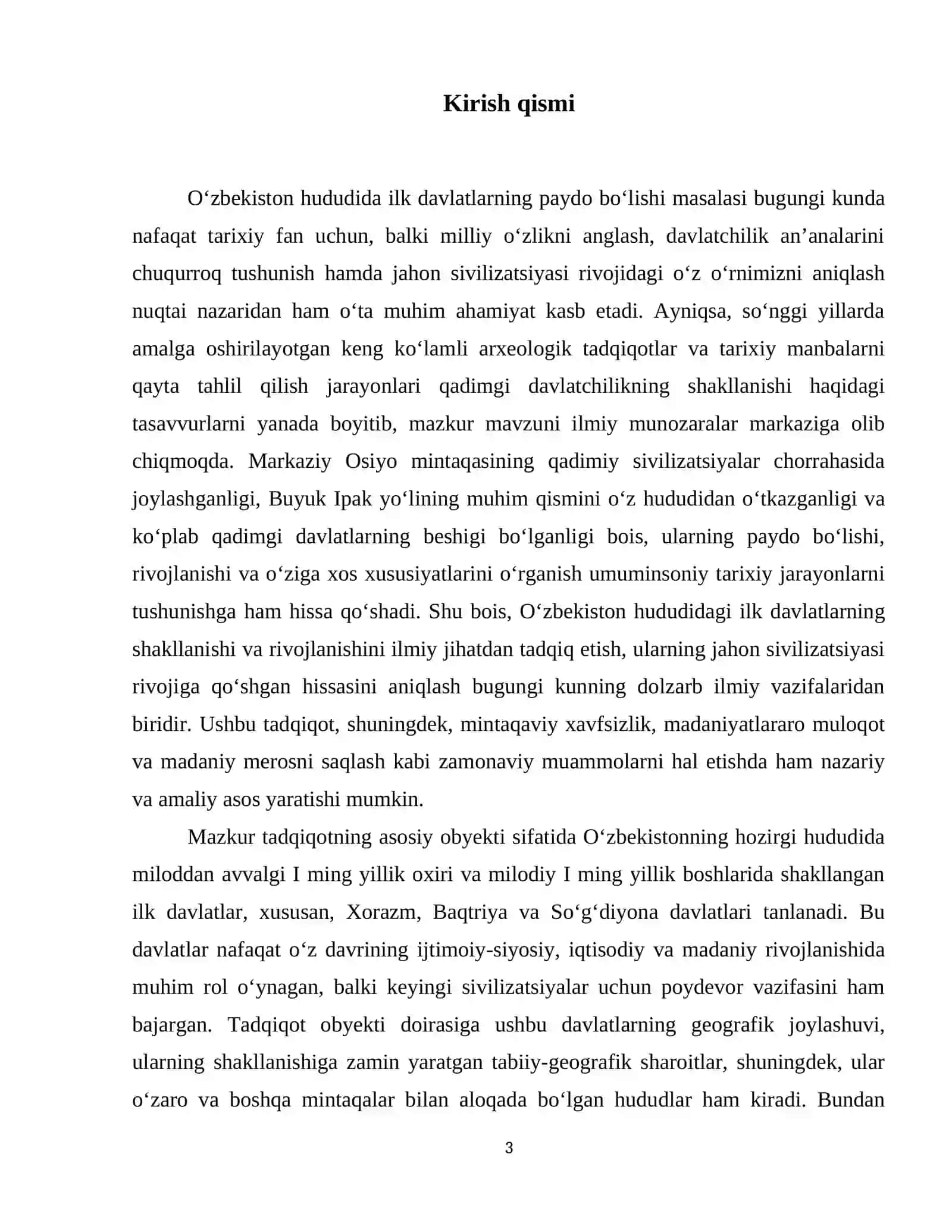 O'zbekiston hududida ilk davlatlarning paydo bo'lishi: Xorazm, Baqtriya va So'g'diyona misolida 4