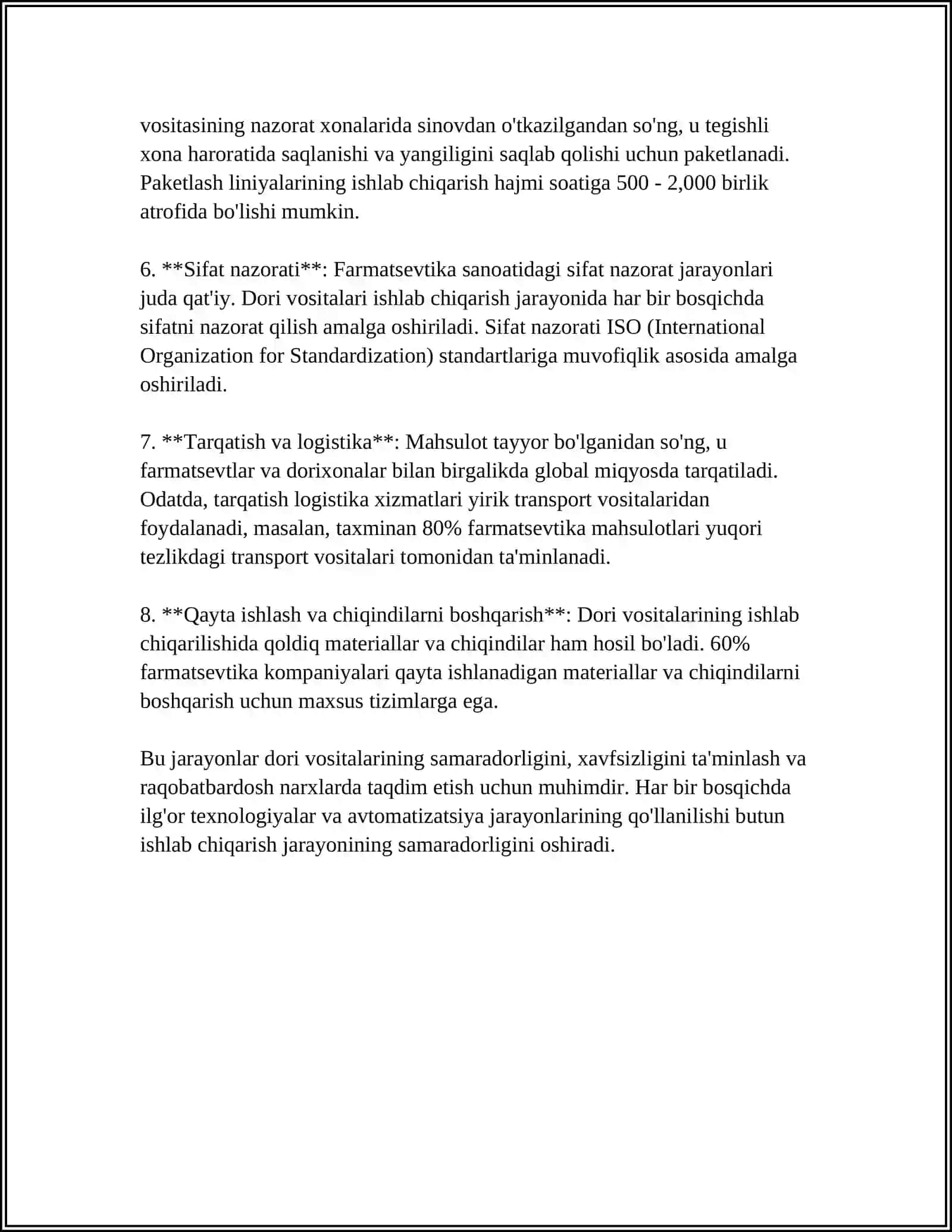 Dori vositalarining ishlab chiqarish texnologiyalari 4