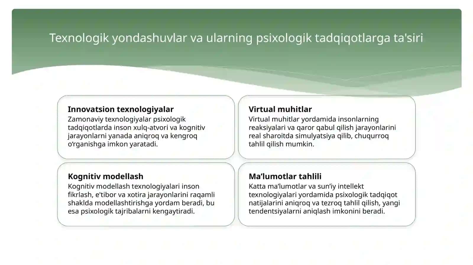 Muxandislik psixologiyasida simulyatsiya usullari va texnologiyalarining asosiy roli 4