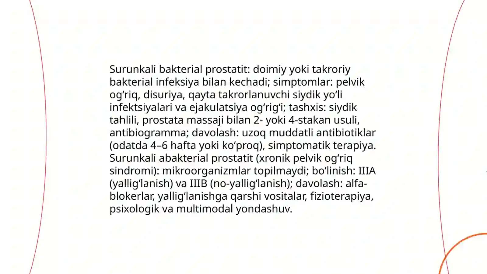 O‘tkir va surunkali prostatitlar 4