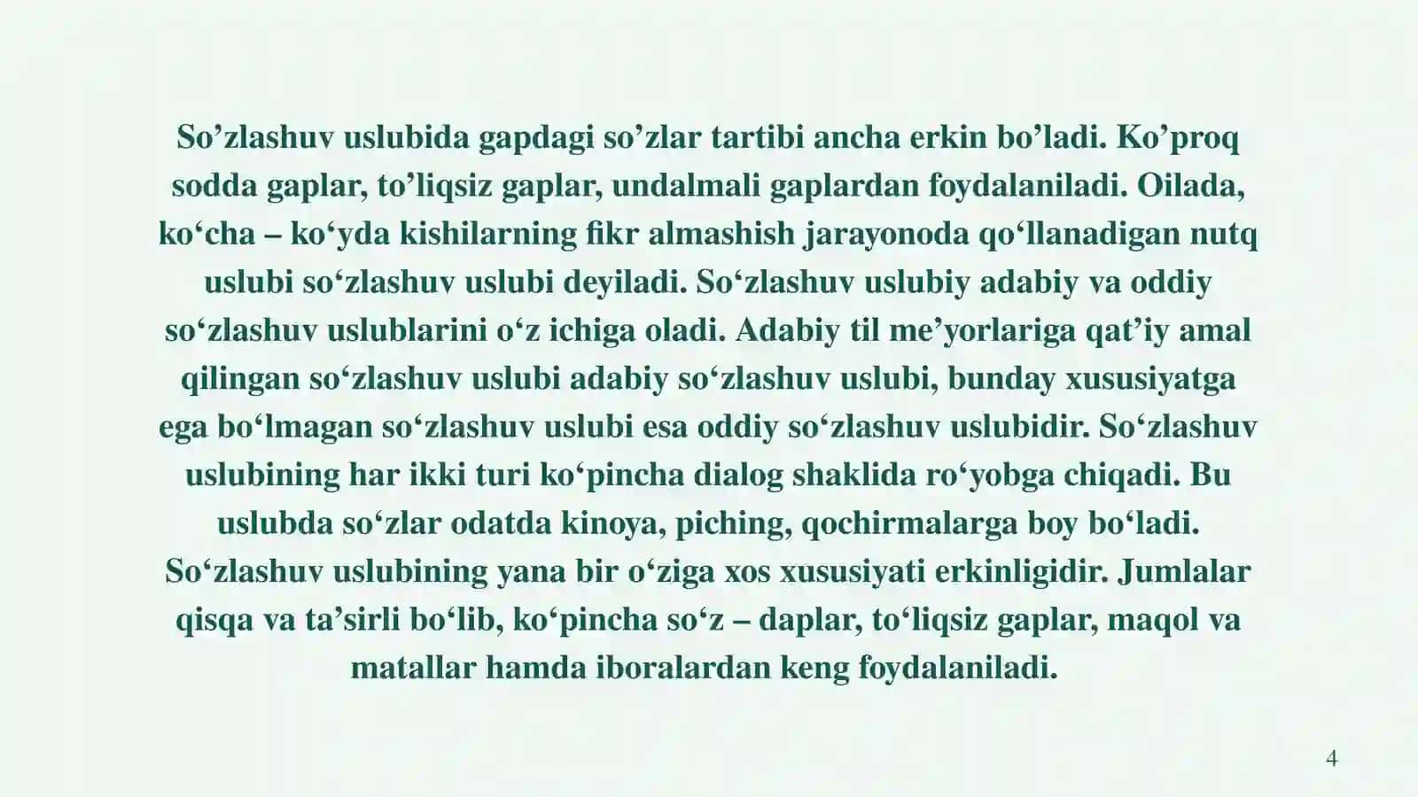 SOʻZLASHUV NUTQ USLUBI. NUTQ KOMPETENTLIKKA RIOYA QILISH 4