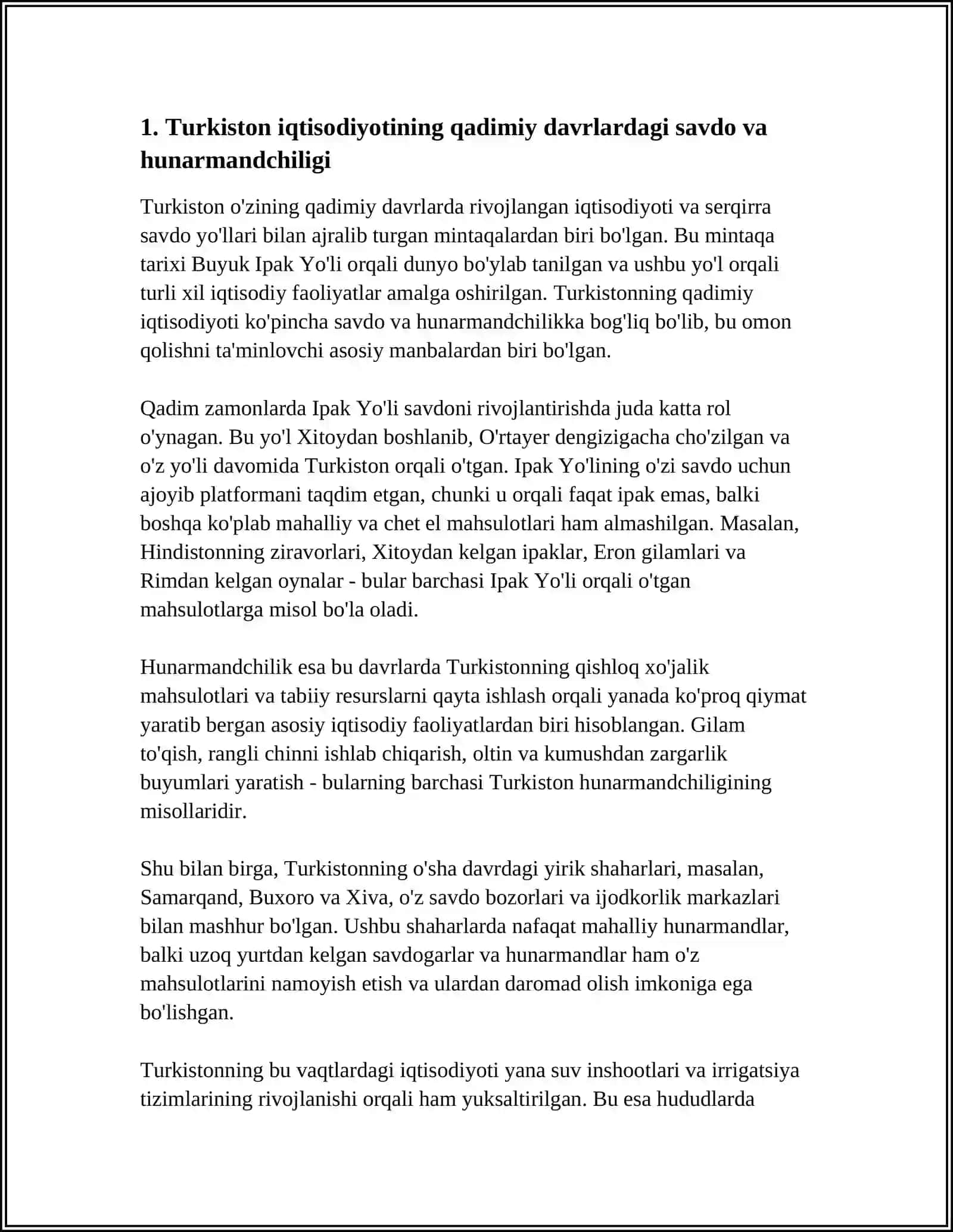 TURKISTON IQTISODIYOTINING JAHON XÕJALIGIGA QÕSHILISH OMILLARI 4