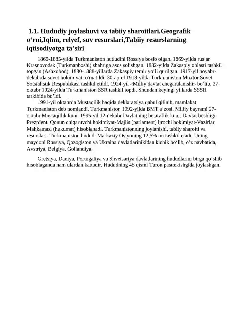 Turkmaniston Respublikasi alohida sanoat tarmoqlarining joylanishi va rivojlanishi 4