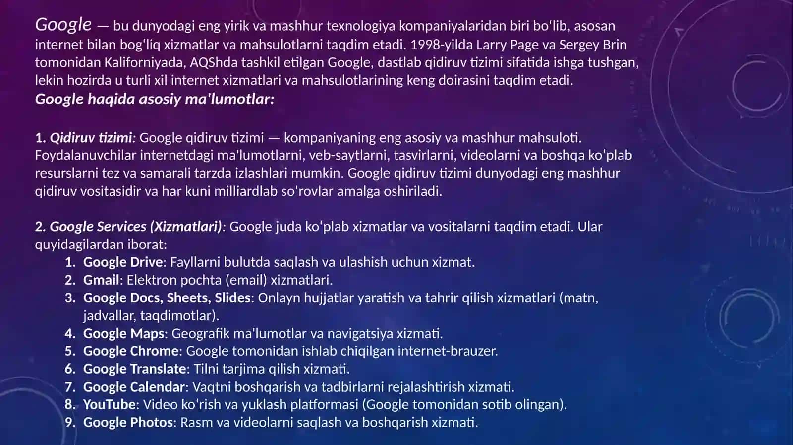 Google Vositalaridan (Google Drive, Google Docs) foydalanishning 4