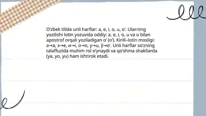 Oʻzbek tilida unli va undosh harflat imlosi: Qoidalar va tavsiyalar 4
