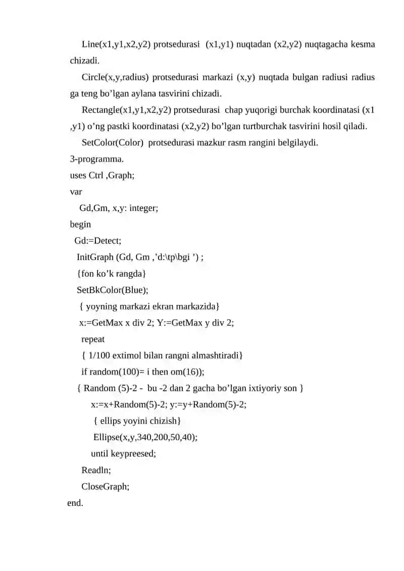 Turbo-Paskalning grafik imkoniyatlari 4