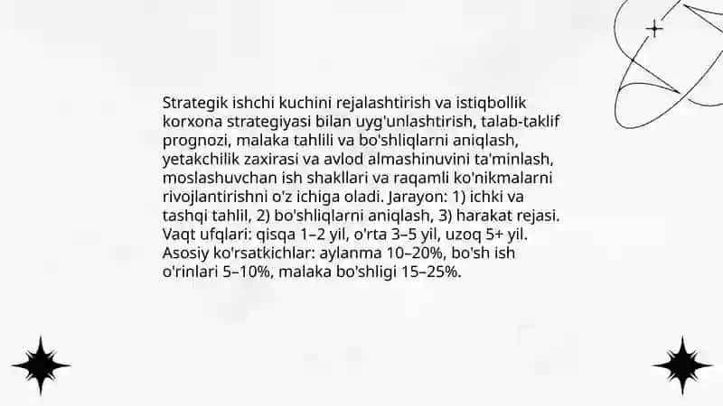 Zamonaviy sharoitlarda inson resurslarini boshqarishning tutgan o’rni va strategiyasi 4