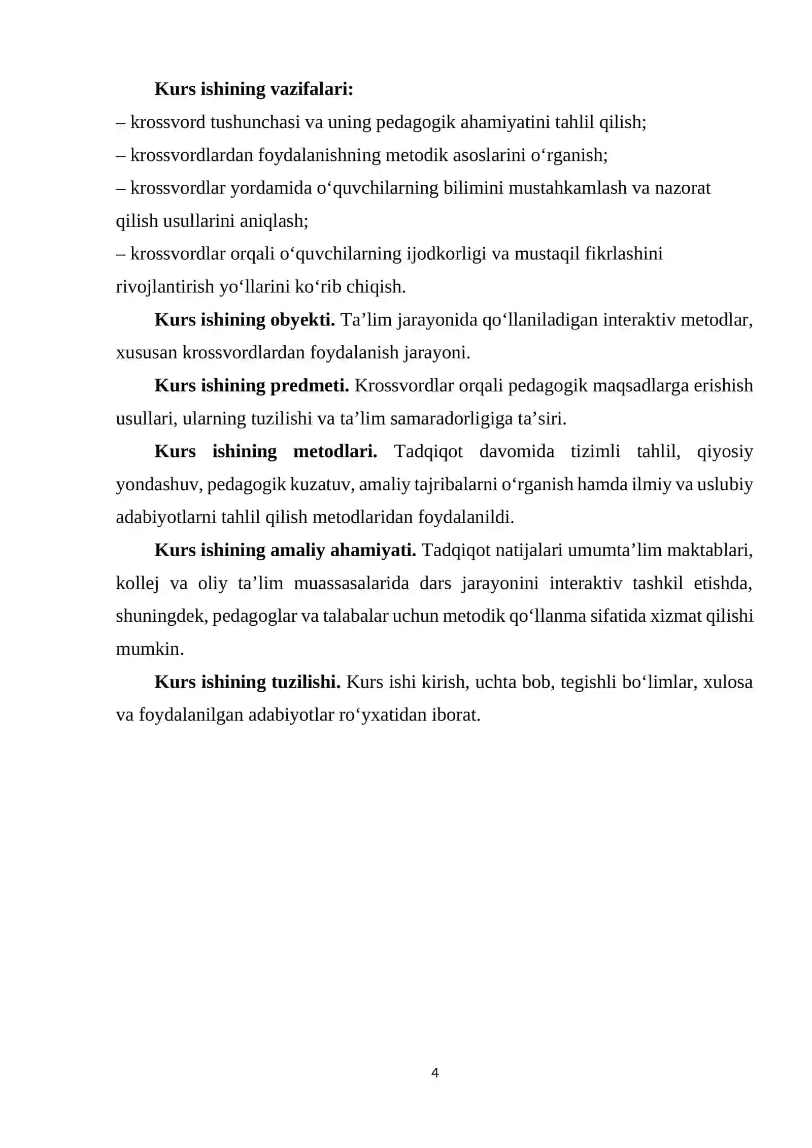 Krossvordlar orqali pedagogik maqsadlarni erishish usullari 4