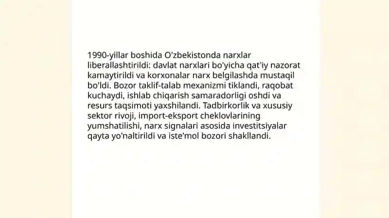 O'zbekistonda bozor iqtisodiyotining rivojlanish bosqichlari 4