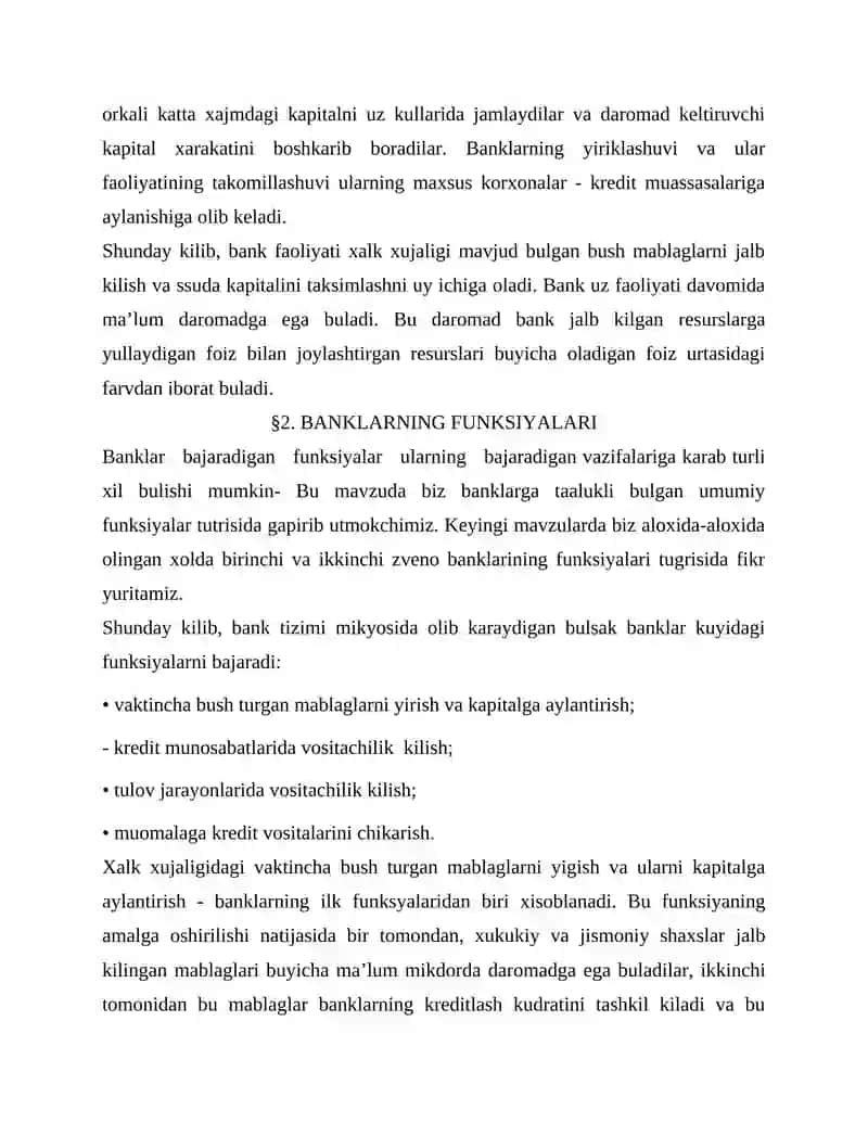 Banklar va ularning operatsiyalari. Kredit tizim 4
