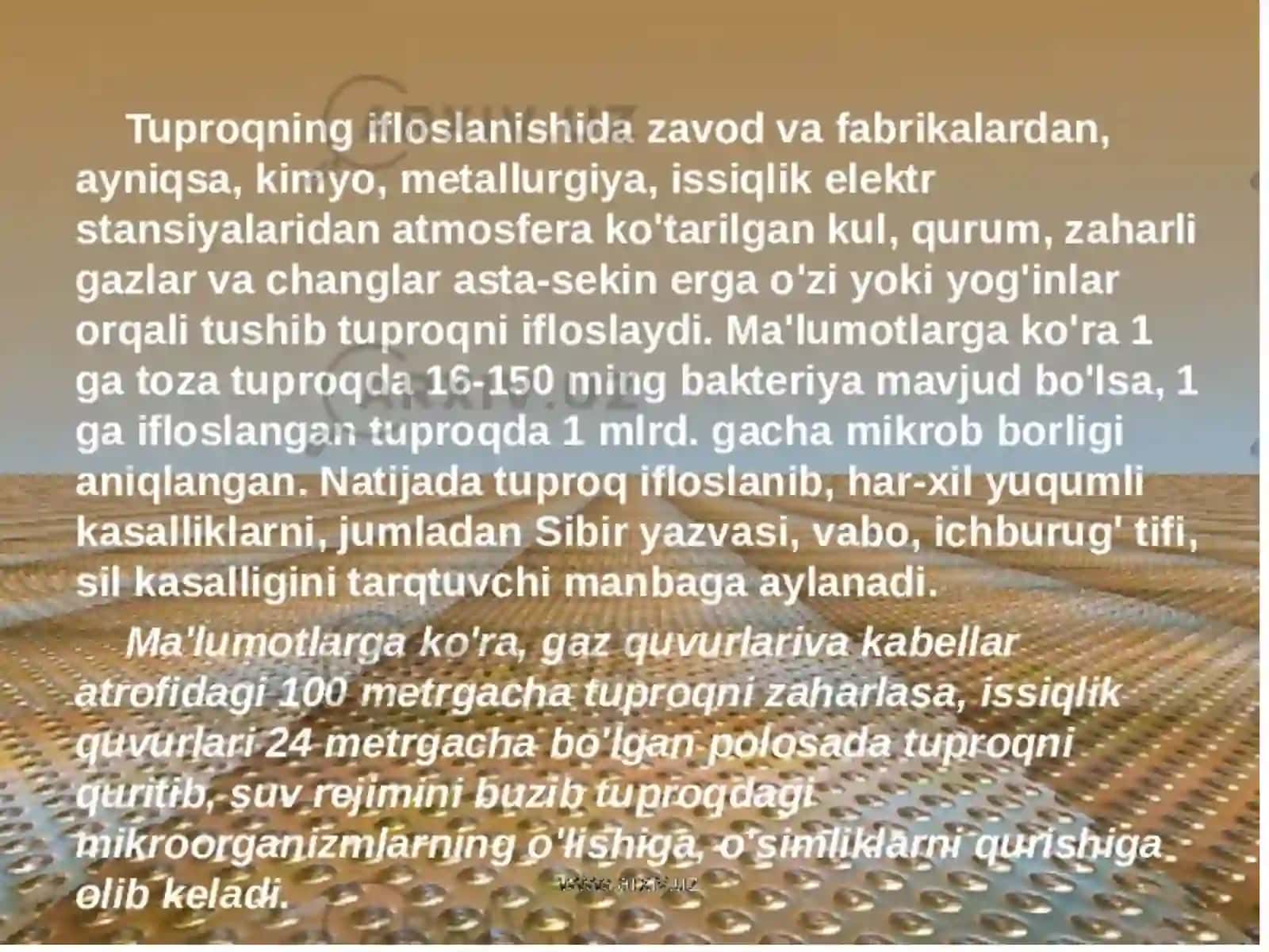 Tuproqlarning petsiditlar bilan ifloslanishi 4