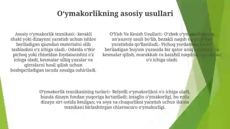 O'Yish Va Kesish Usullari 4