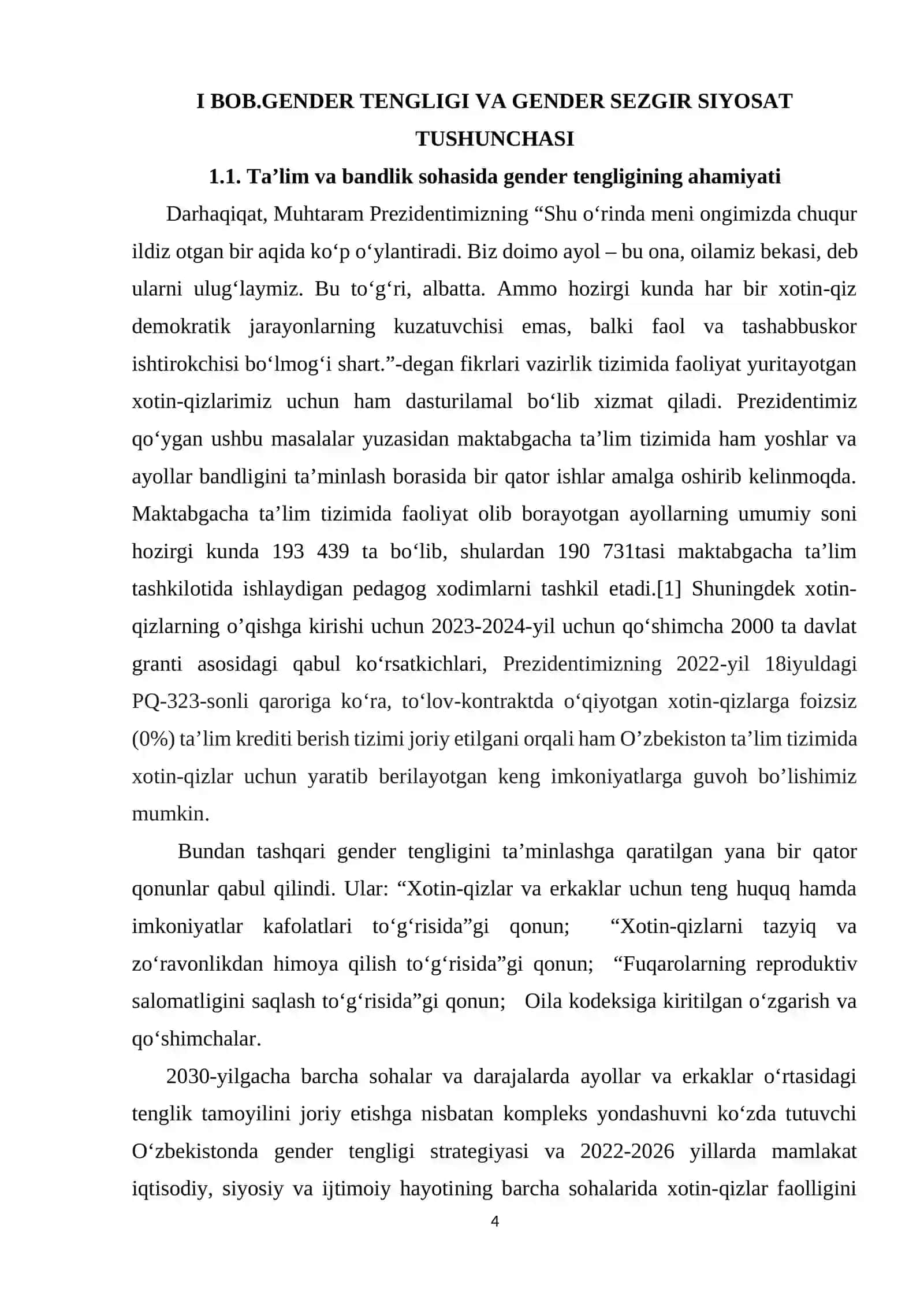 TA’LIM VA BANDLIK SOXASIDA GENDER SEZGIR SIYOSAT: XALQARO AMALIYOT 4