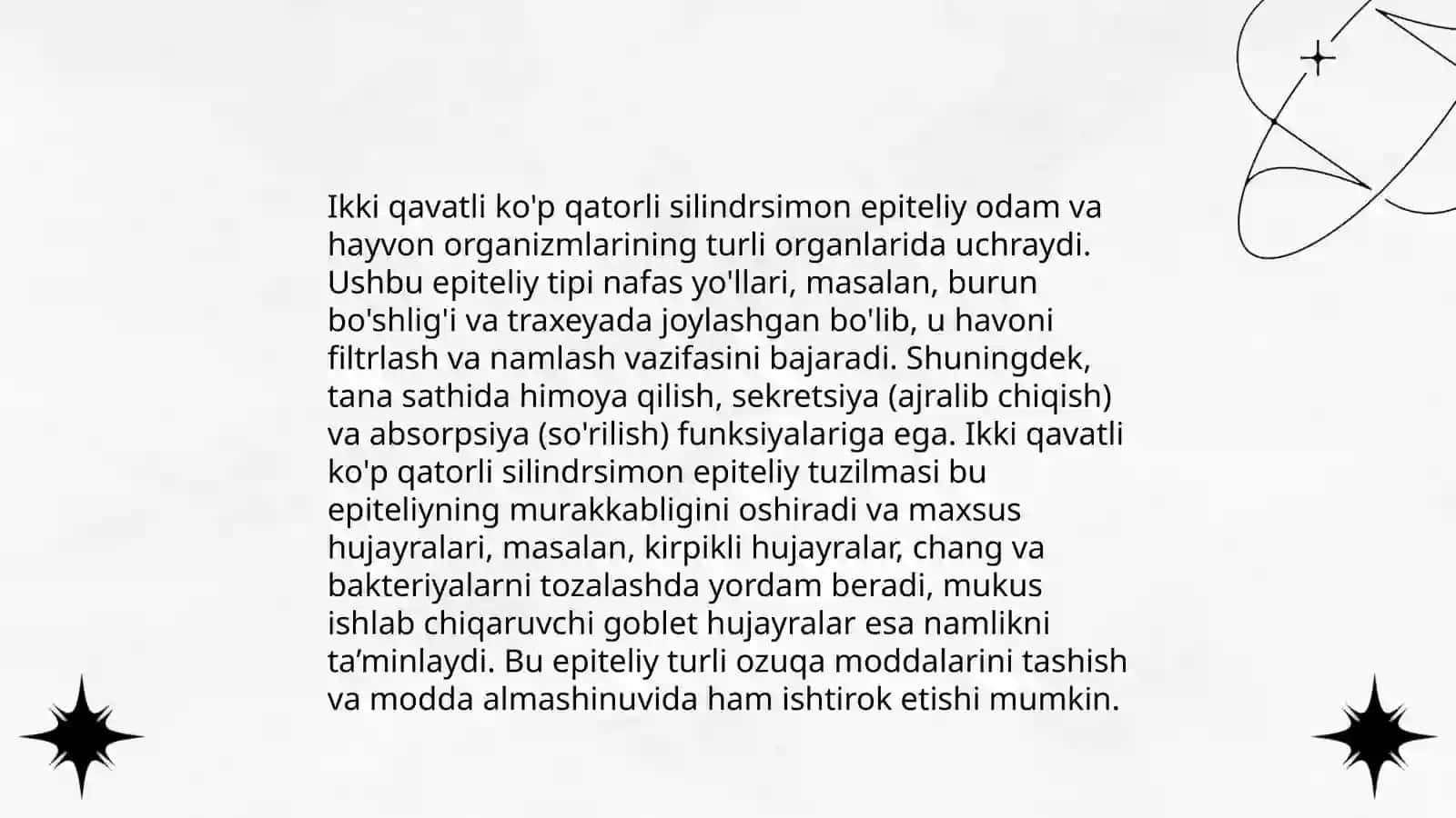Bir qavatli ko'p qatorli silindrsimon kiprikli epiteliy 4
