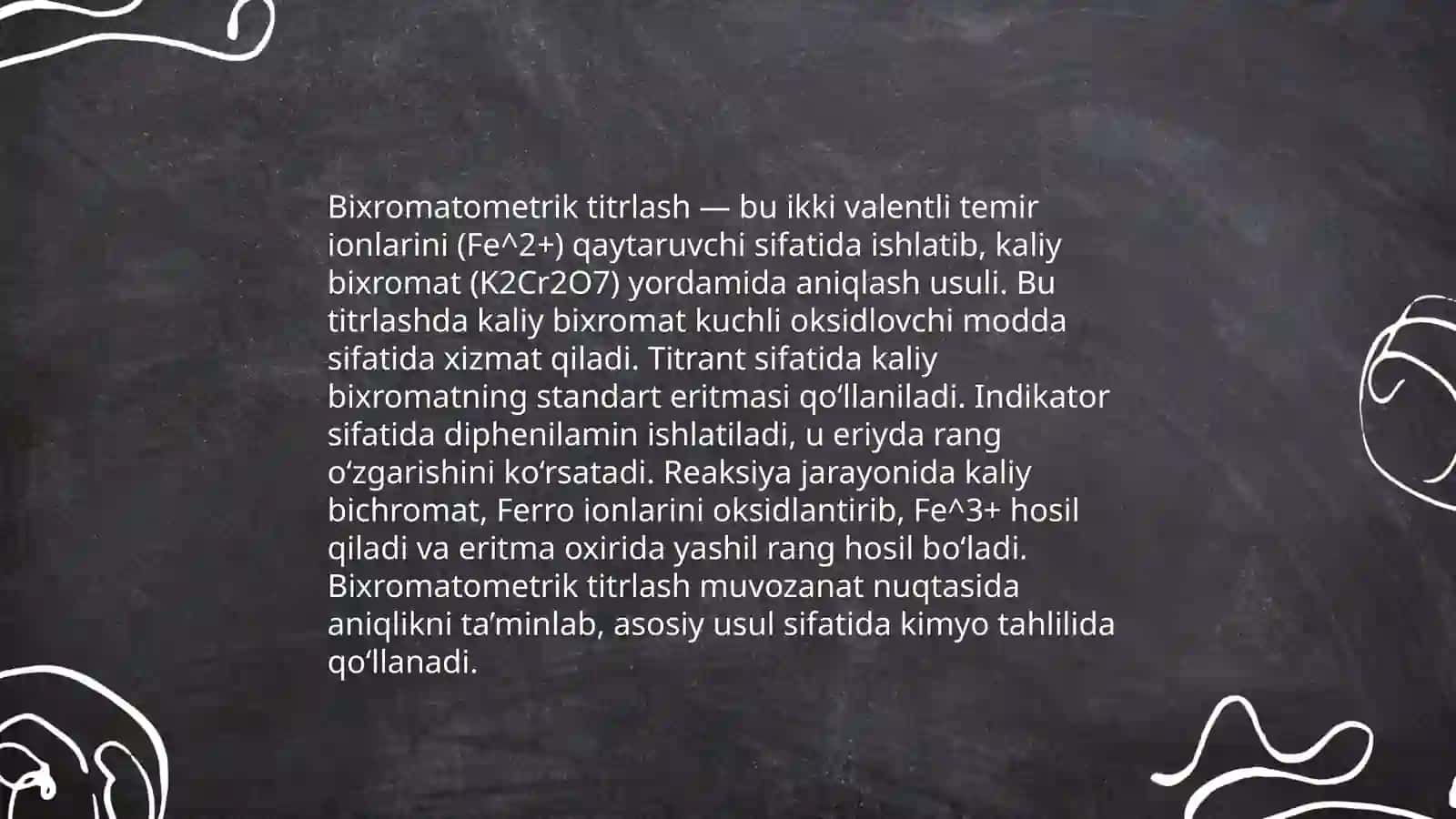 Eritmalardagi temir (III) ionlarining bixromatrometrik aniqlash 4