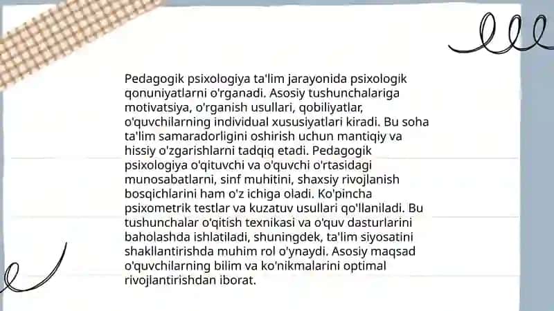 Pedagogik psixologiya fanining rivojlanish bosqichlari 4