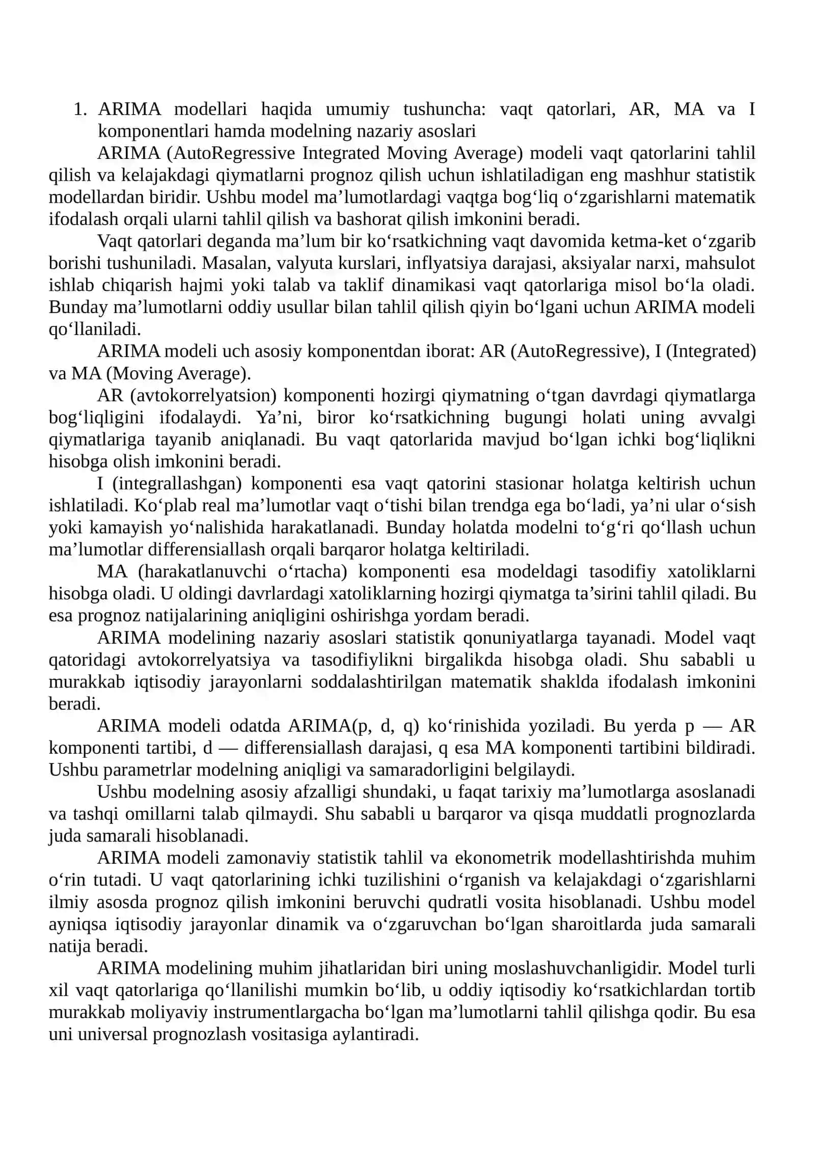 ARIMA modellari va ularni amaliyotda qo‘llash uslublari 4